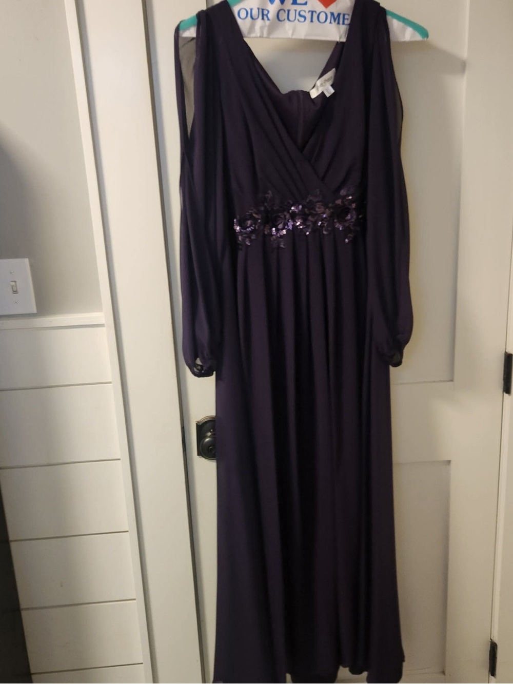 Ever Pretty Deep Purple Maxi Dress with Sequin Waist